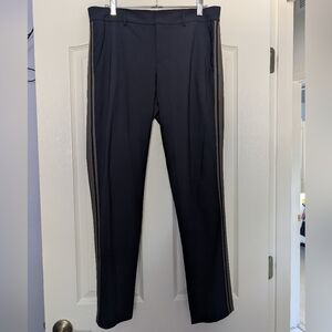 Vince Navy Blue Wool Blend Tuxedo Striped Trousers Size 10